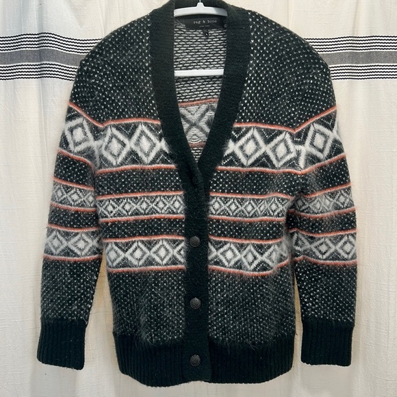 RAG AND BONE Grayling Fair Isle Nordic Button Up Cardigan - Picture 2 of 6